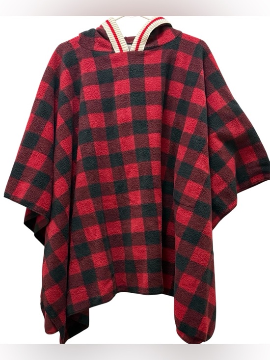 Pook Jackets & Blazers - Plaid Fleece Poncho w/ Snap Fasteners